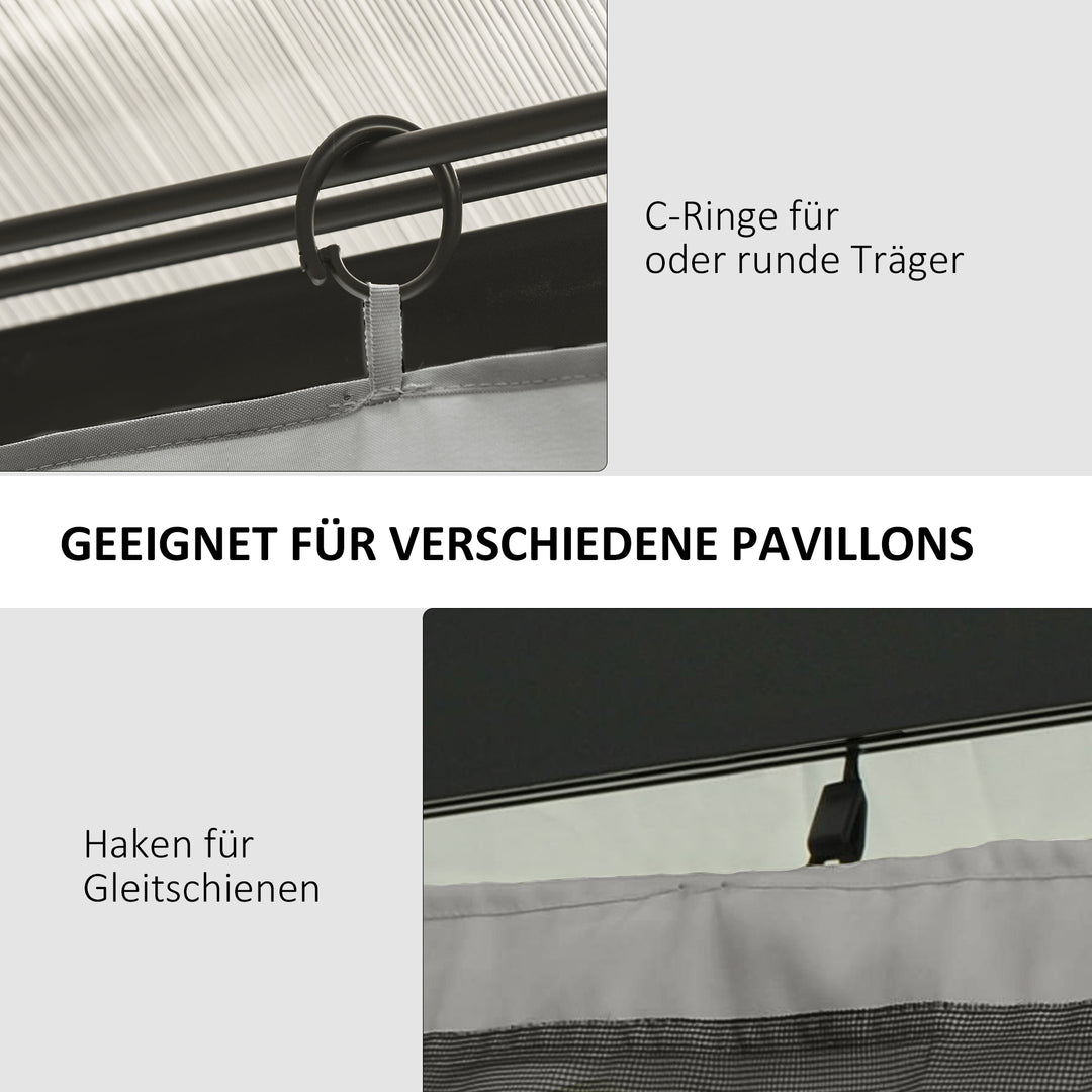 Reservegardin til pavillon, sæt med 4, til 3x3m pavilloner, 302x205cm, lysegrå