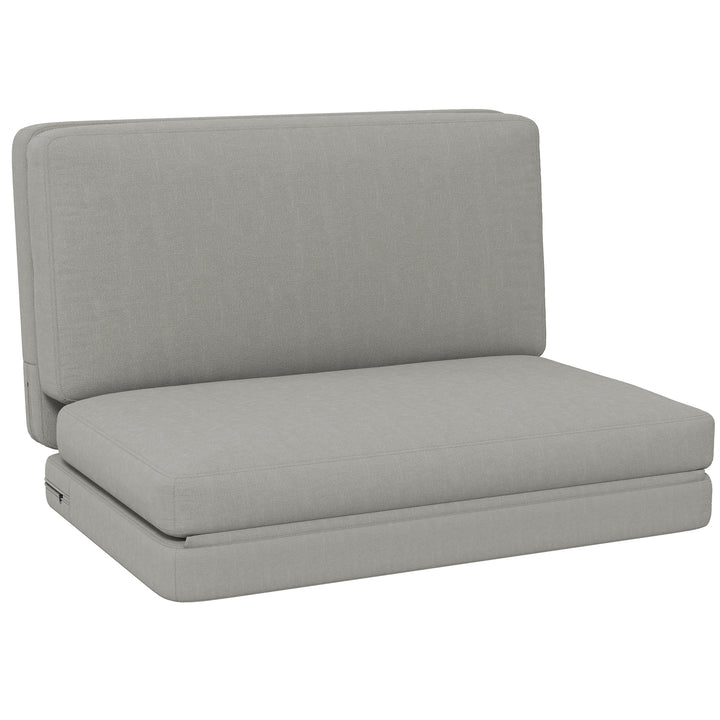 2-I-1 foldbar lænestol med gæstemadras, delbar, 120 cm bred, lysegrå