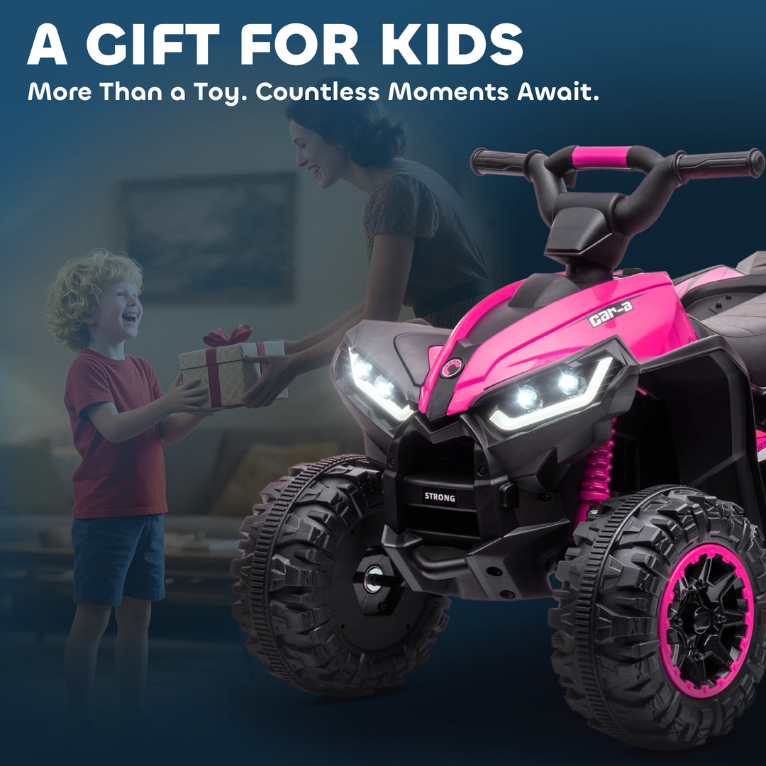 Elektrisk børne-quad, 3-6 km/t, lys/musik, til 3-5 år, op til 25 kg, pink/sort