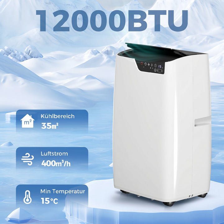 Bærbart klimaanlæg 12000 BTU, klimaanlæg med køling, affugtning, ventilator, dvaletilstand, WiFi-stemmestyring