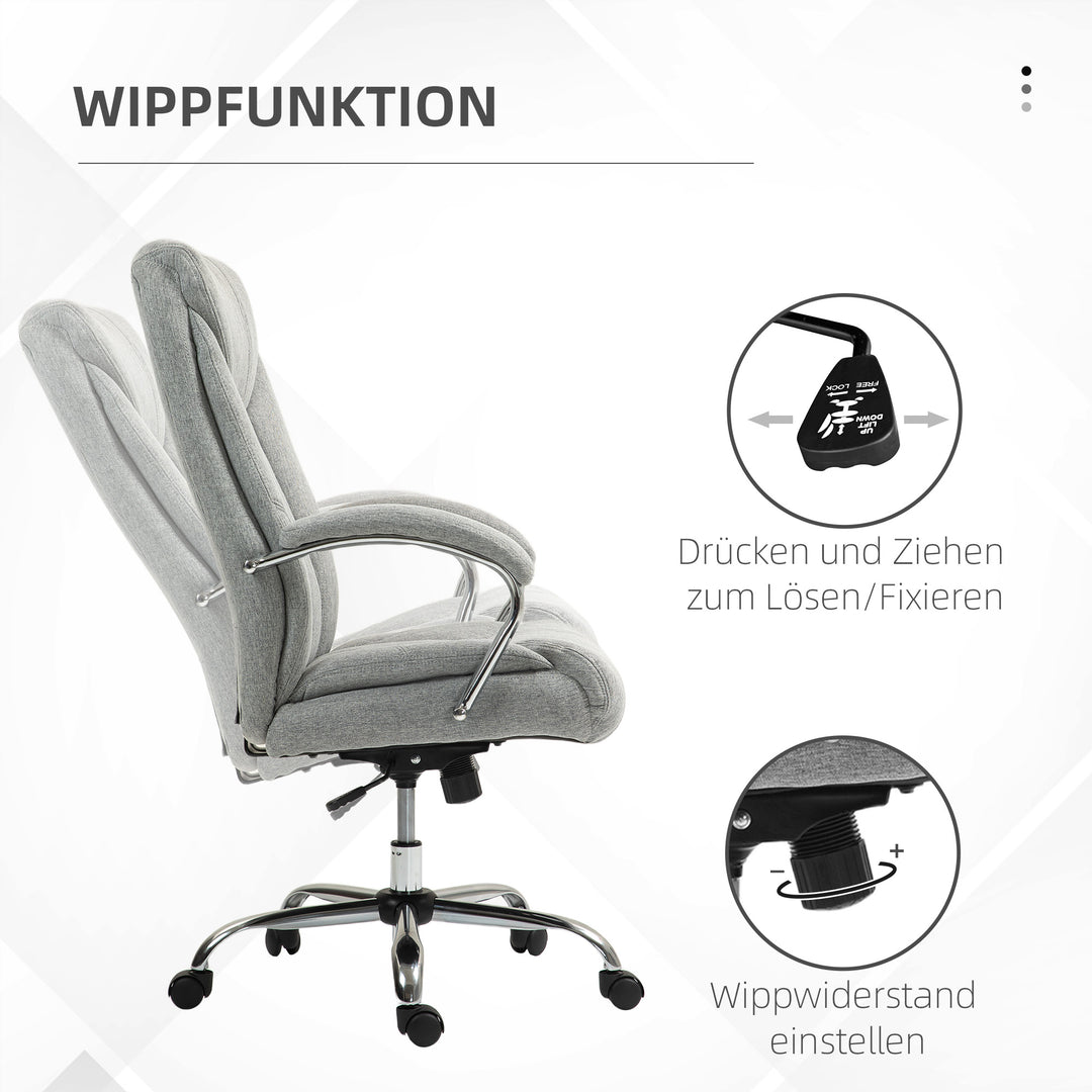 Ergonomisk kontorstol, høj ryg, åndbart betræk, justerbar højde, grå