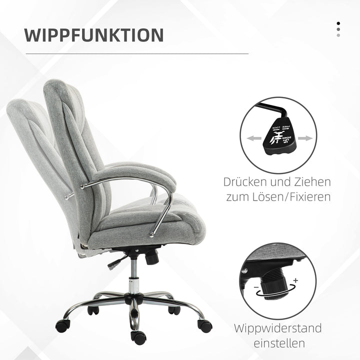 Ergonomisk kontorstol, høj ryg, åndbart betræk, justerbar højde, grå
