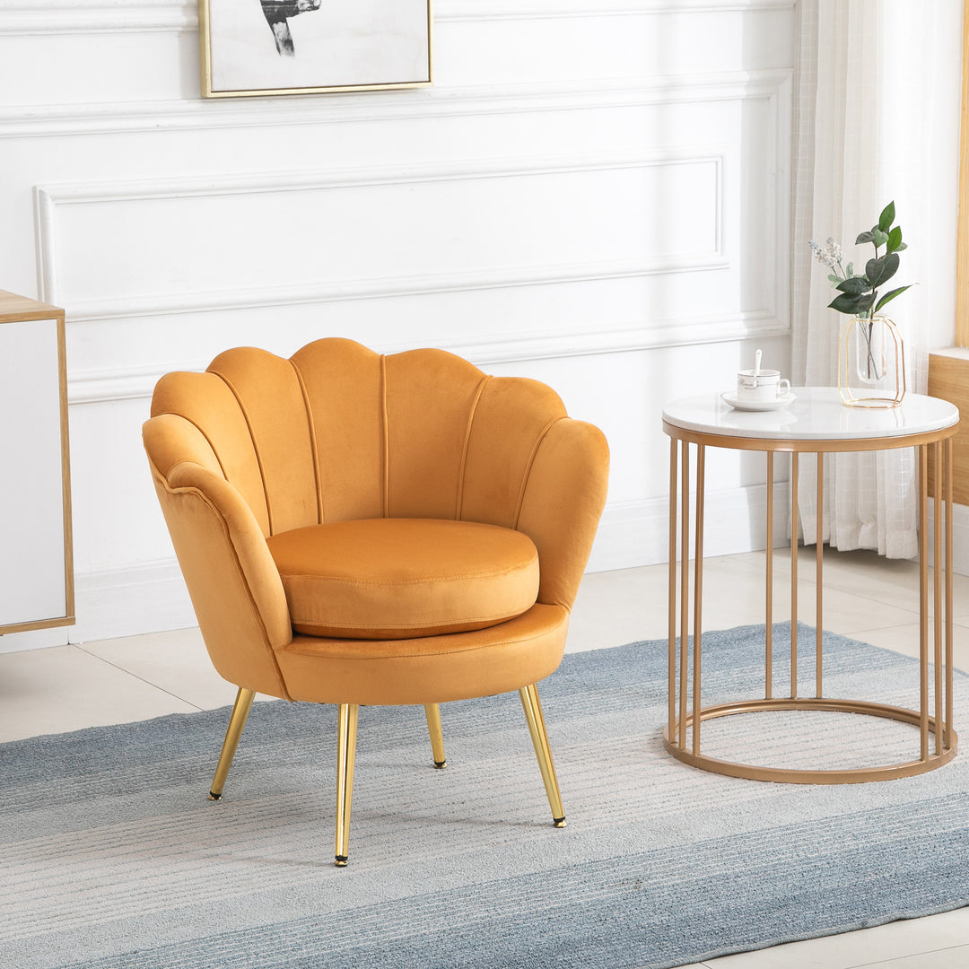 Lounge chair, vintage velour lænestol, metalstel, 76 x 67 x 74 cm, gul