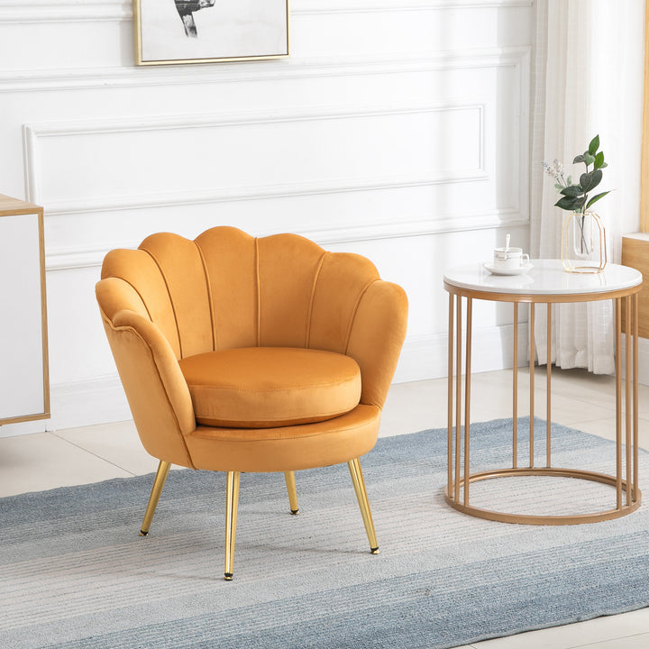 Lounge chair, vintage velour lænestol, metalstel, 76 x 67 x 74 cm, gul