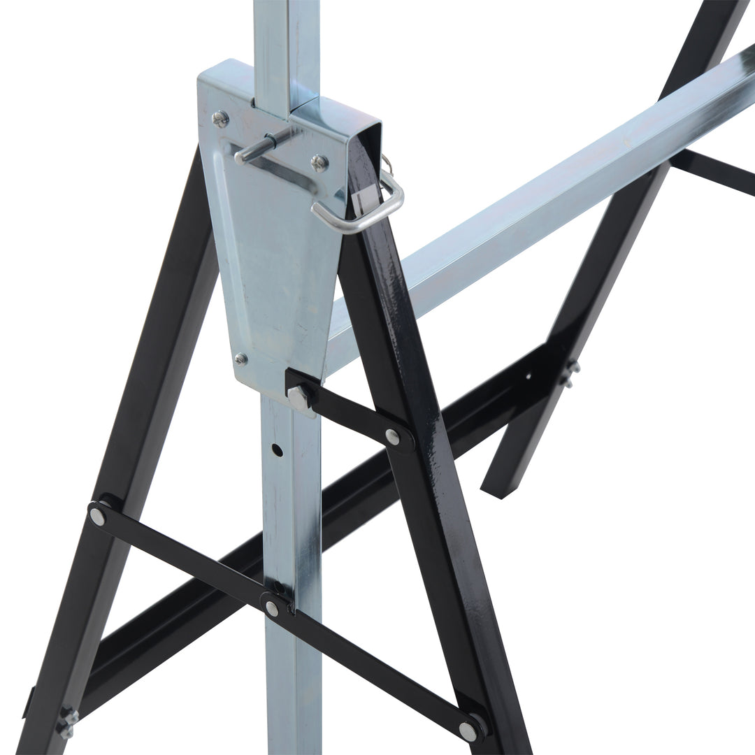2 X stilladsbukke, foldbar bukke, højdejusterbar op til 200 kg, stål, sort, 68 x 58 x 80-130 cm