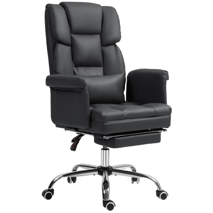 Ergonomisk kontorstol, højdejusterbar 48-56 cm, ryglæn med hvilefunktion, fodstøtte, sort