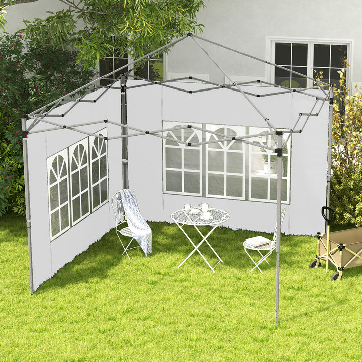 Sæt med 2 sidepaneler til 3x3/3x4 m pavillon, sidevæg med vindue, vandtæt, hvid