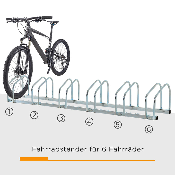 Cykelstativ til 6 cykler vejrbestandig væg- eller gulvmontering stål 179 x 33 x 27 cm
