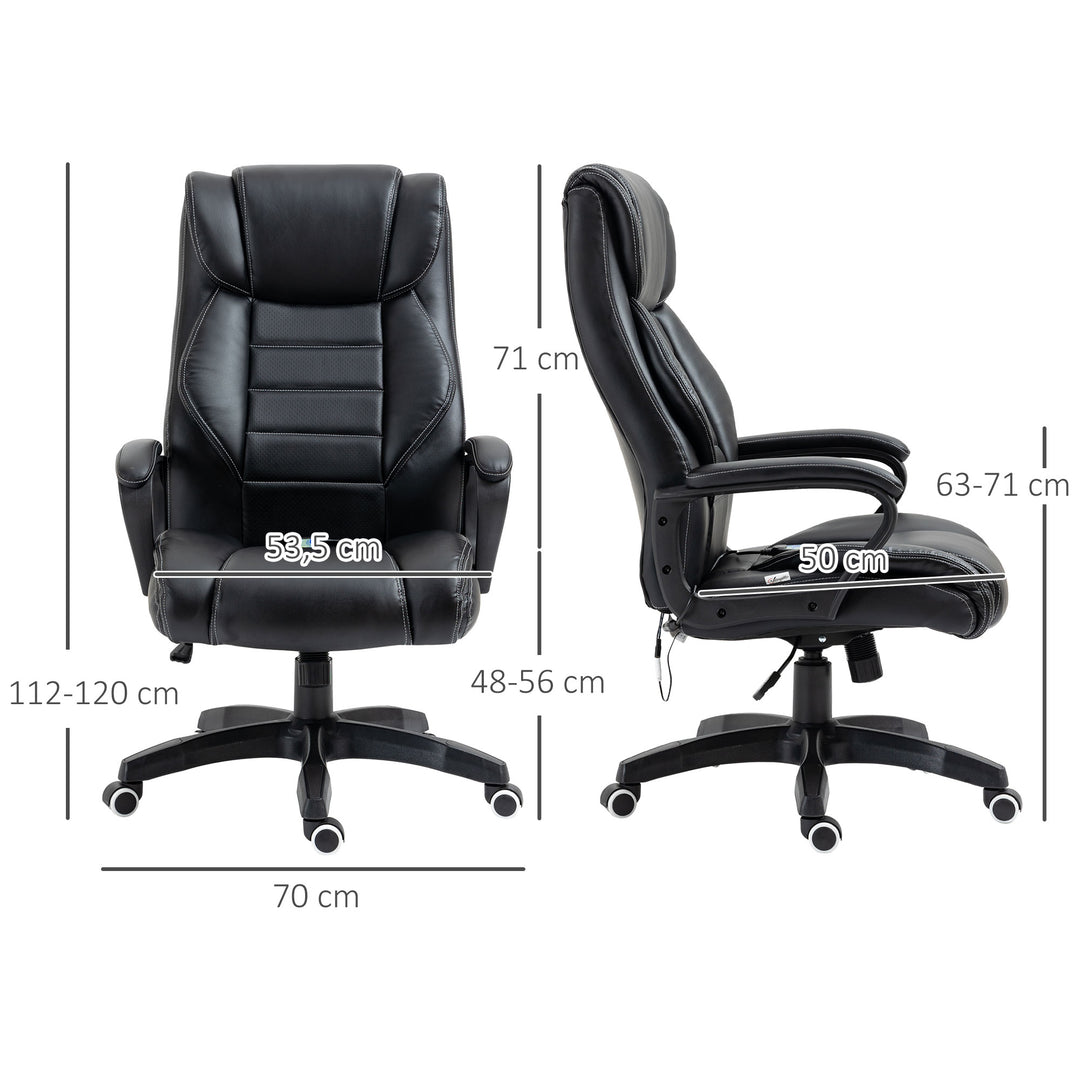 Kontorstol med massage, højdejusterbar lederstol, ergonomisk drejestol, spillestol, computerstol, massagestol, 6 vibrationspunkter, linnedfølelse, justerbar, sort, 66 x 78 x 112-120 cm