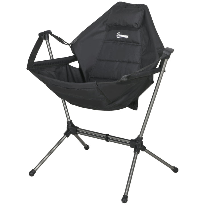 Foldbar campinggyngestol med justerbar ryglæn, aluminiumsramme, 54 x 100 x 101 cm, sort