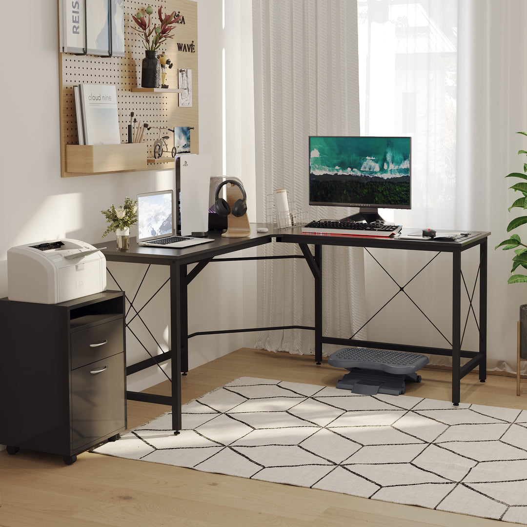 Computerbord l-formet hjørnebord mdf sort 150 x 150 x 76 cm