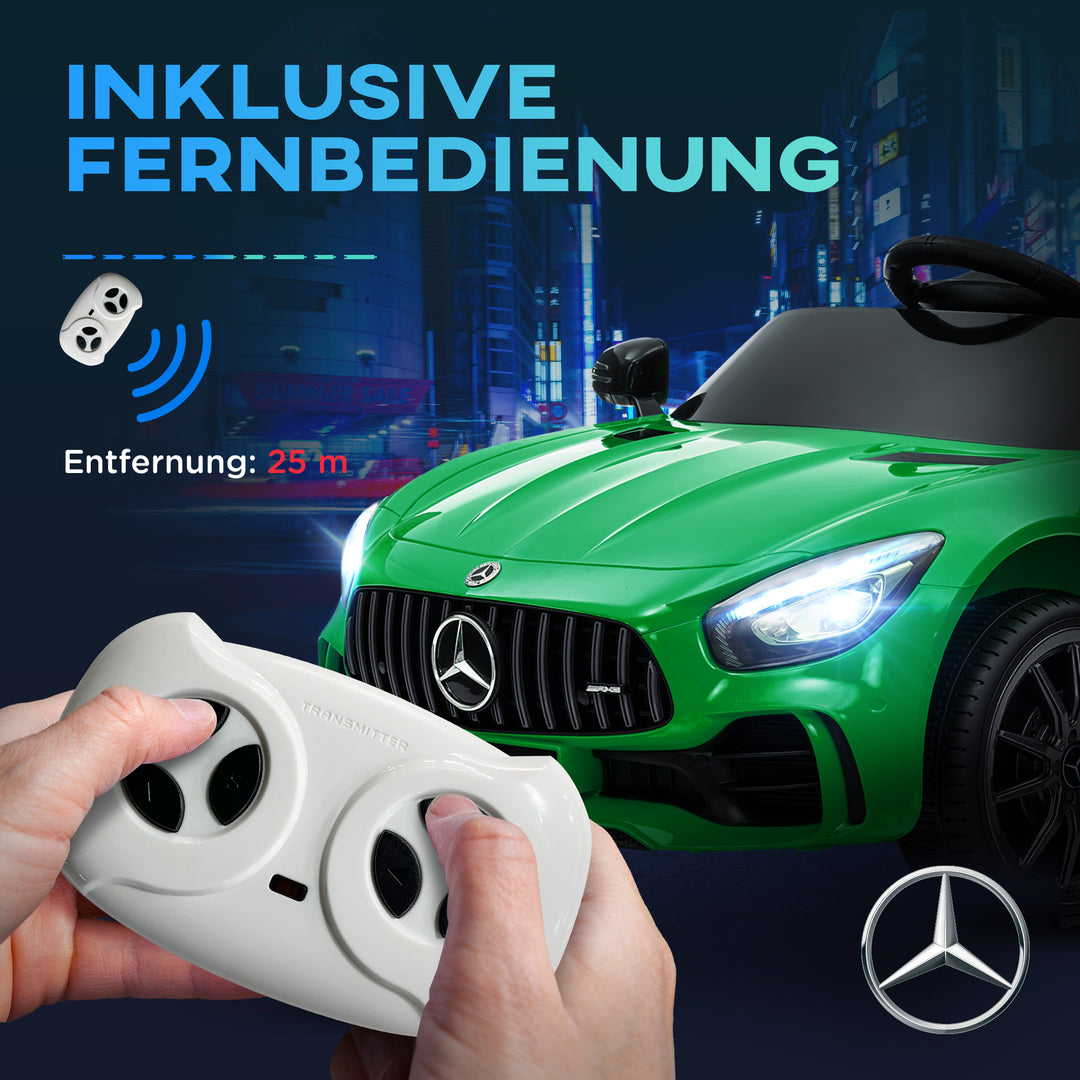 Elbil til børn, mercedes, 3-5 km/t, fjernbetjening, lys og musik, grøn