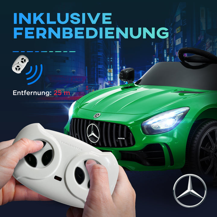 Elbil til børn, mercedes, 3-5 km/t, fjernbetjening, lys og musik, grøn