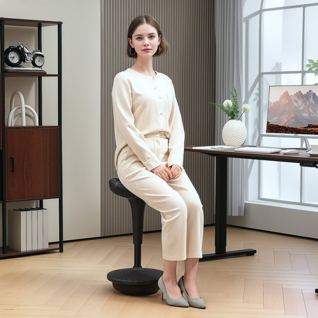 Kontorstol med drejefunktion, ergonomisk stol, højdejusterbar 65,5-83,5 cm, 120° vipbar, sort