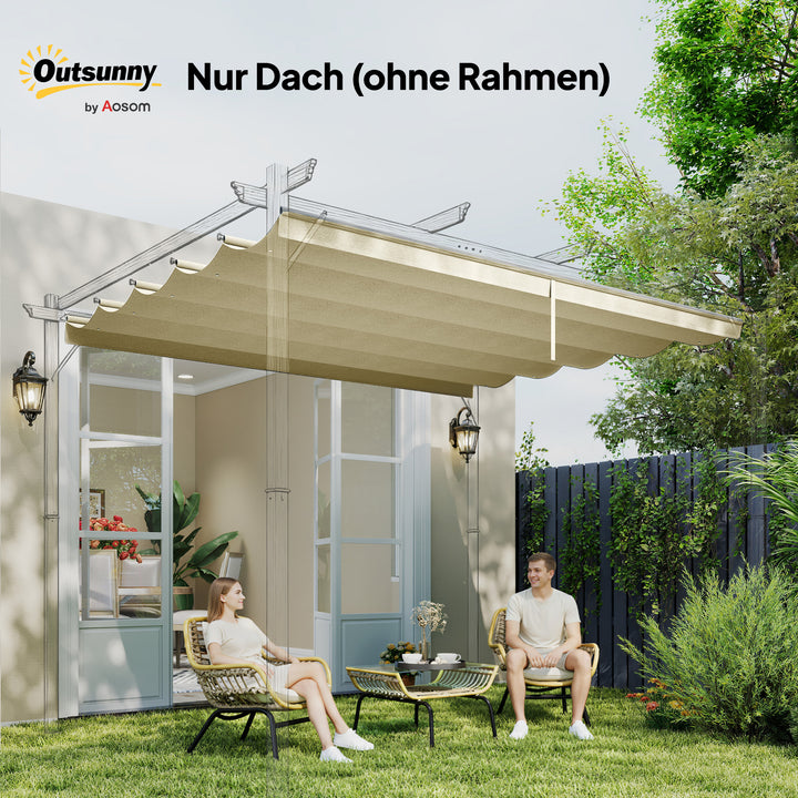 Udskiftningstag til 3 x 3 m pergola, udtrækkeligt, med drænhuller til regnvand, vejrbestandigt, polyester, 250 x 255 cm, cremehvid