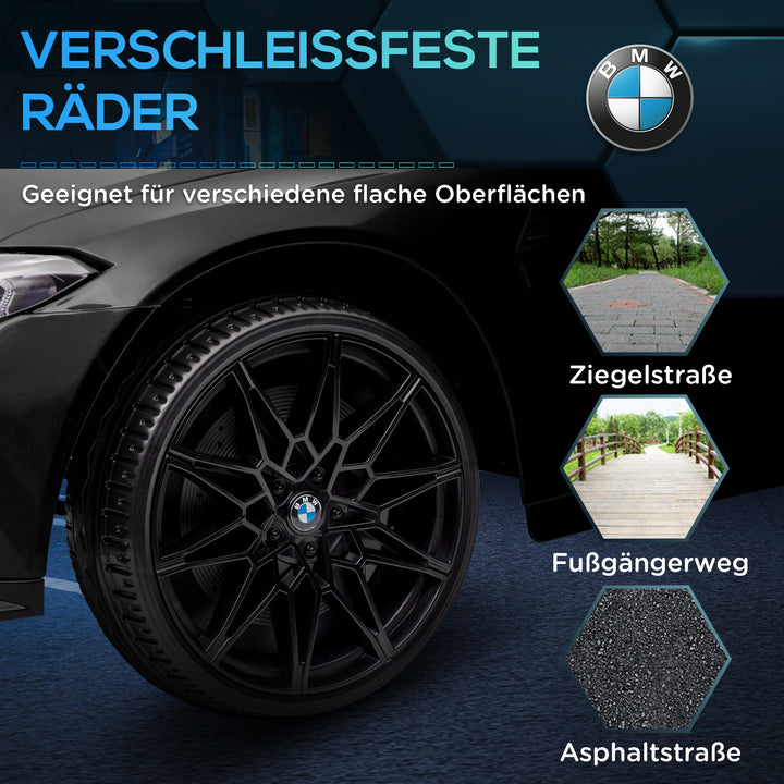 BMW M4 elektrisk børnebil, med lyd og lys, 3-5 km/t, inklusive fjernbetjening, til alderen 3-5, sort