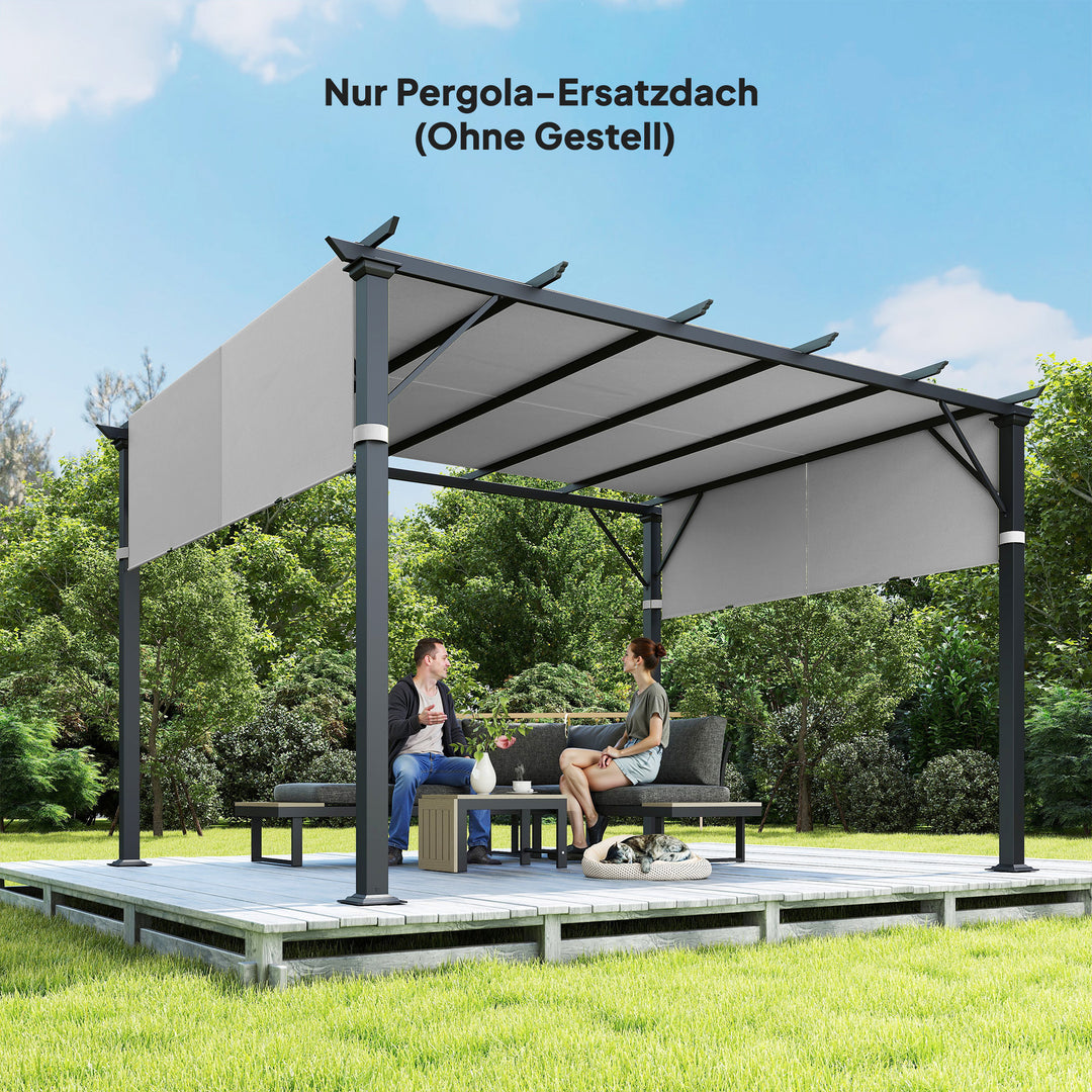 Udskiftningstag til pergola med UV-beskyttelse, solskærm til terrassetag til 3 x 3 m pavillon, lysegrå