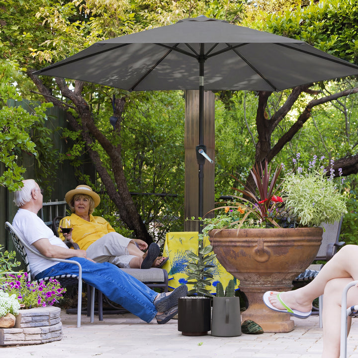 270 cm vipbar parasol, balkonparasol med håndsving, UV 50+, haveparasol, mørkegrå