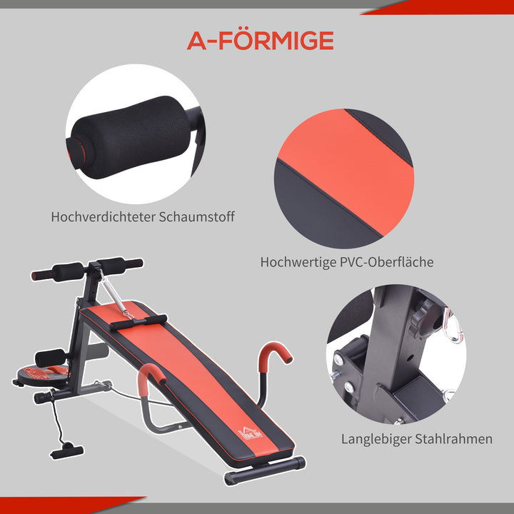 Sit-up bænk sammenklappelig multifunktionel vægtbænk med modstand, træningsbænk til helkropstræning flad bænk skråbænk mavetræner til hjemmegym fitnessbænk op til 120 kg