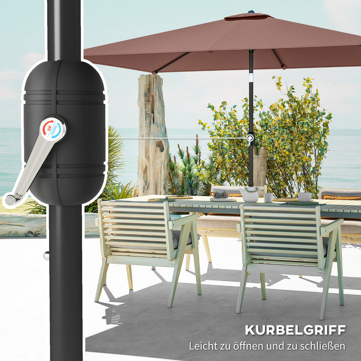 Parasol 300 x 200 cm, vipbar balkonparasol med håndsving og beskyttelsesovertræk, brun