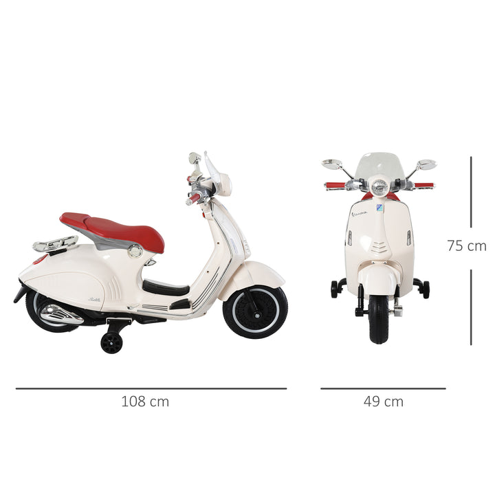 Børne elmotorcykel, 6v børnemotorcykel med forlygte, musik, frem- og bakgear, støttehjul, 30 kg lastkapacitet, elmotorcykel til børn 3-6 år, hvid
