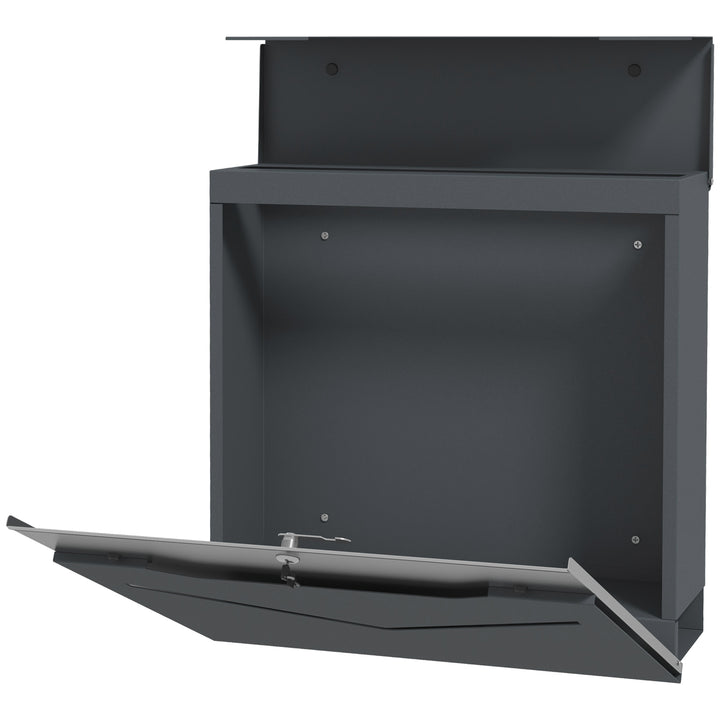 Postkasse, moderne design, vejrbestandig, 37 cm x 10,5 cm x 37 cm, grå
