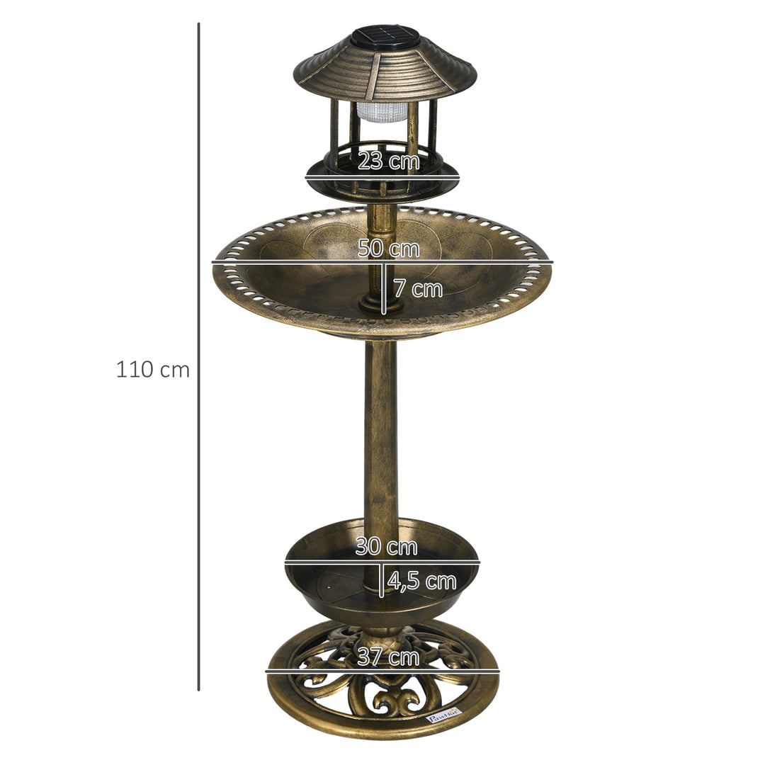 Fuglebad/fuglehus/foderbakke, vejrbestandig, 2 bakker, vintage design, 50 x 50 x 110 cm, bronzefarvet
