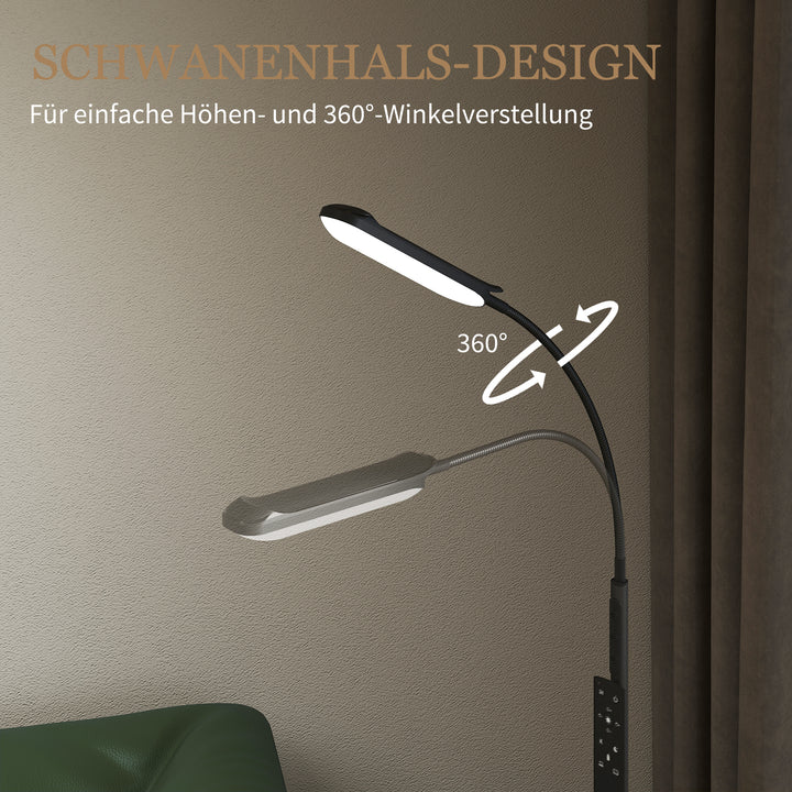 Led-gulvlampe, 5 tilstande, hukommelsesfunktion, justerbar lysstyrke, stål, sort