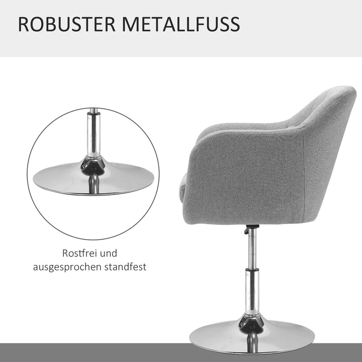 Arbejdsskammel drejeskammel op til 136 kg, højdejusterbar, hørlignende polyester, stål, grå, 60 x 60 x 79-91 cm