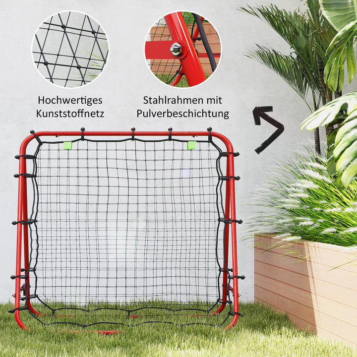 Fodboldmål, justerbart, foldbart, metalramme, 100 x 95 cm, rød