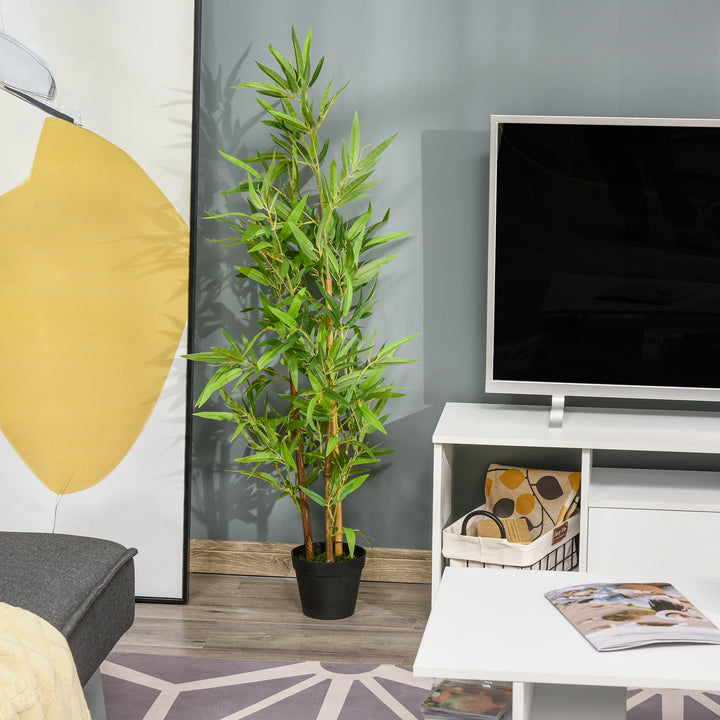 Kunstig bambus, kunstig plante, dekorativ plante med potte, kunstigt træ, trædekoration, 120 cm