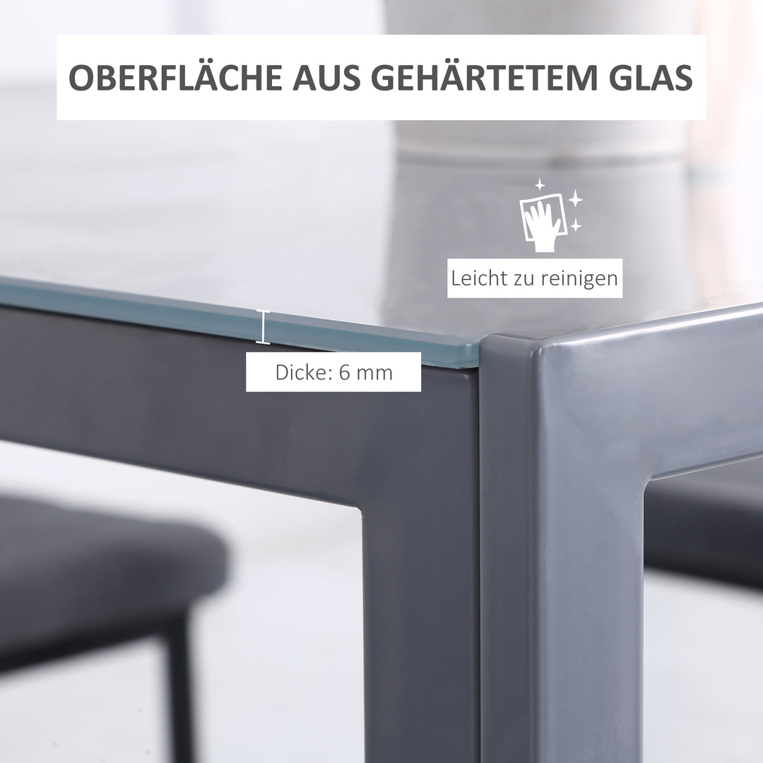Spisebord køkkenbord glasbord firkantet bord, glasplade, kompakt design, grå
