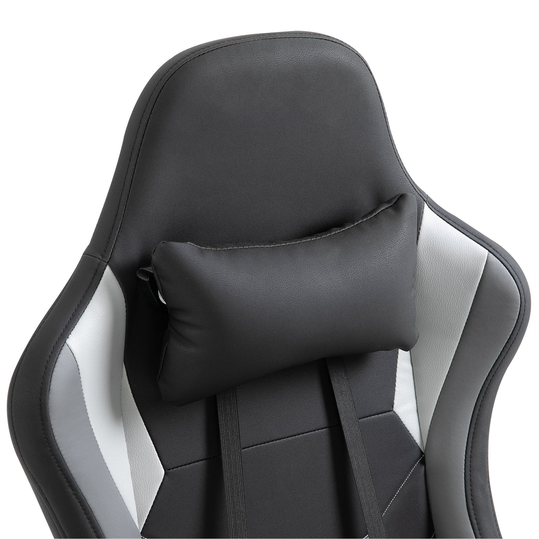 Ergonomisk gamingstol, kontorstol, skrivebordsstol, drejestol, højdejusterbar, justerbar lændehynde med fodstøtte, sort, 62 x 52 x 128 cm