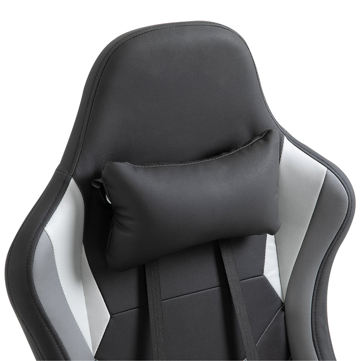 Ergonomisk gamingstol, kontorstol, skrivebordsstol, drejestol, højdejusterbar, justerbar lændehynde med fodstøtte, sort, 62 x 52 x 128 cm