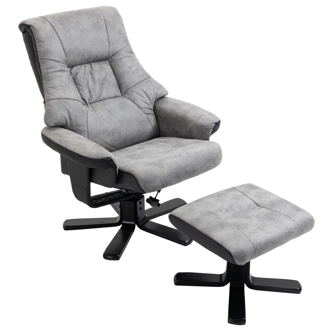 Lænestol med fodskammel, 360° drejelig, 135° lænefunktion, åndbart betræk, 78 x 82,5 x 109 cm, grå
