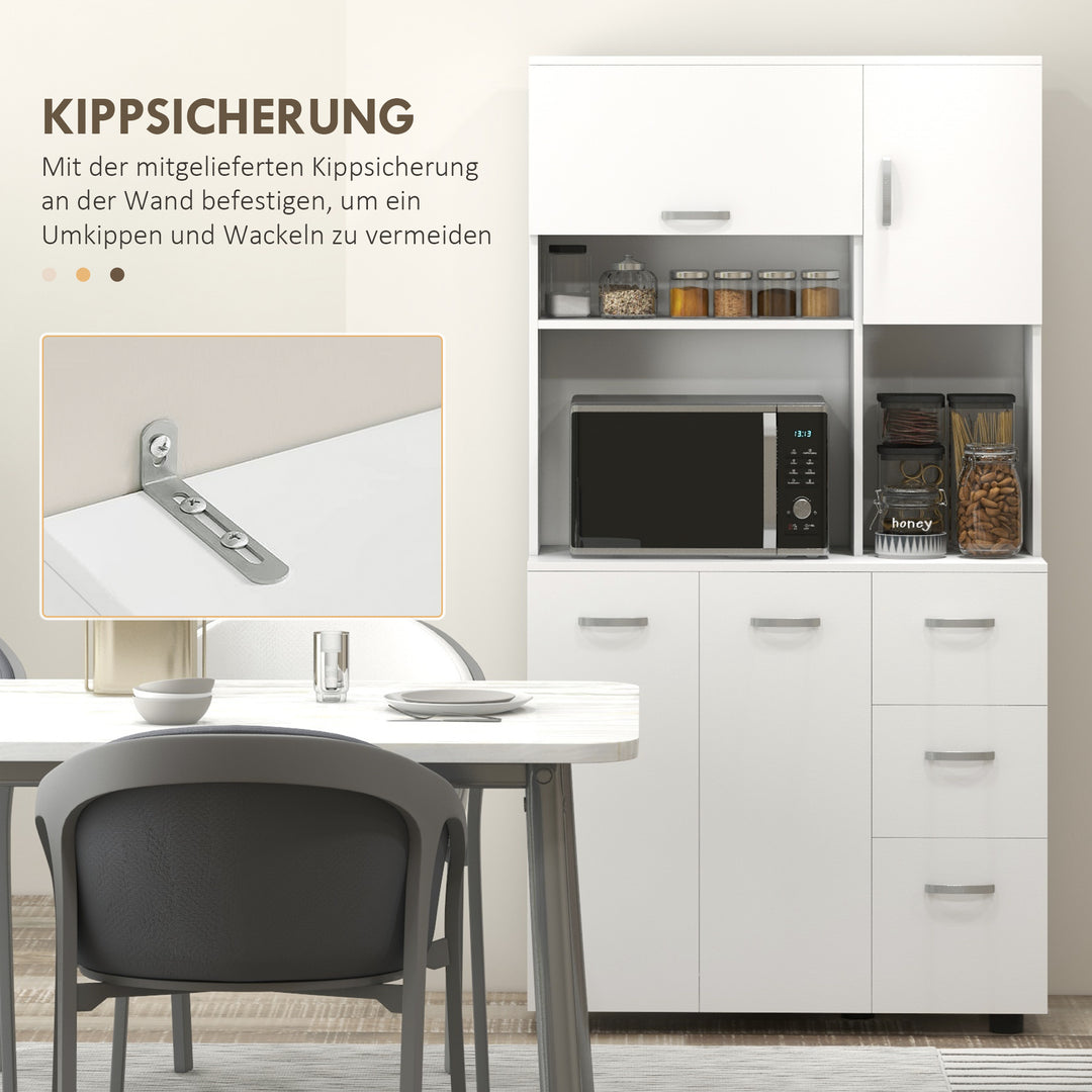Køkkenskab, buffet, 3 skuffer, 3 hylder, masser af opbevaringsplads, 89x39,5x168cm, hvid
