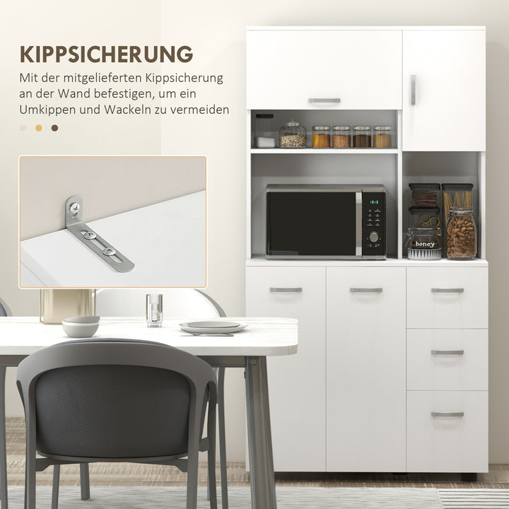 Køkkenskab, buffet, 3 skuffer, 3 hylder, masser af opbevaringsplads, 89x39,5x168cm, hvid