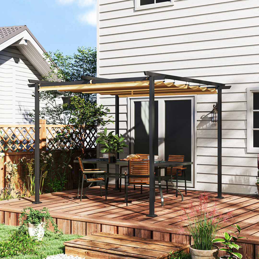 3 x 3 m havepergola med justerbart tag, metalramme, UPF30+ beskyttelse, solskærm til veranda, terrasse, beige