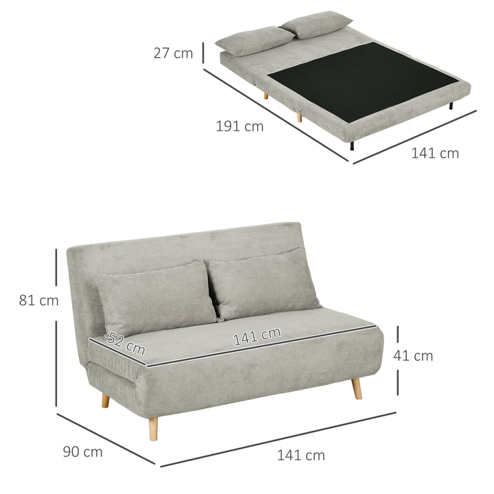 Sovesofa, gæsteseng, 3-positions justerbar ryglæn, linnedlook, op til 120 kg, 141 x 90 x 81 cm, grå