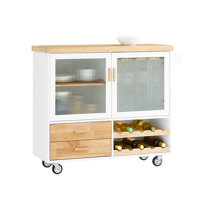 Få mere plads i køkkenet med denne fleksible køkkenvogn i hvid, B109 x D40 x H92 cm