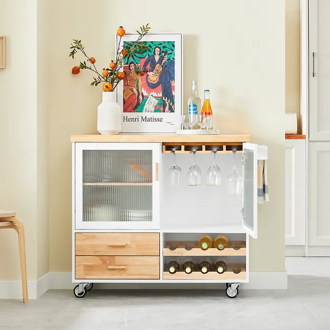 Få mere plads i køkkenet med denne fleksible køkkenvogn i hvid, B109 x D40 x H92 cm
