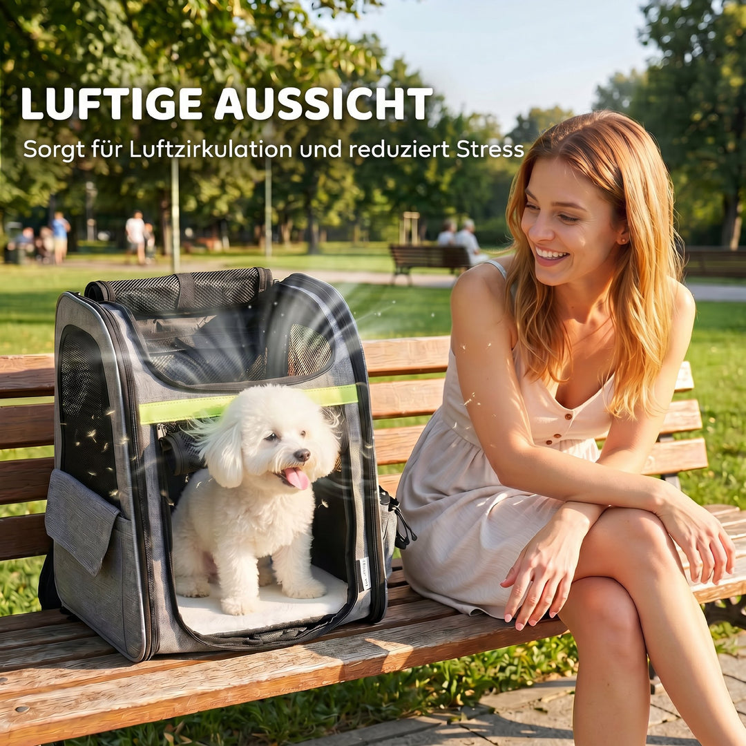Udvideligt hundebur, transportkasse til hunde med 5 lommer og refleksstribe, til hunde op til 10 kg, 33,5x28x42cm, lysegrå