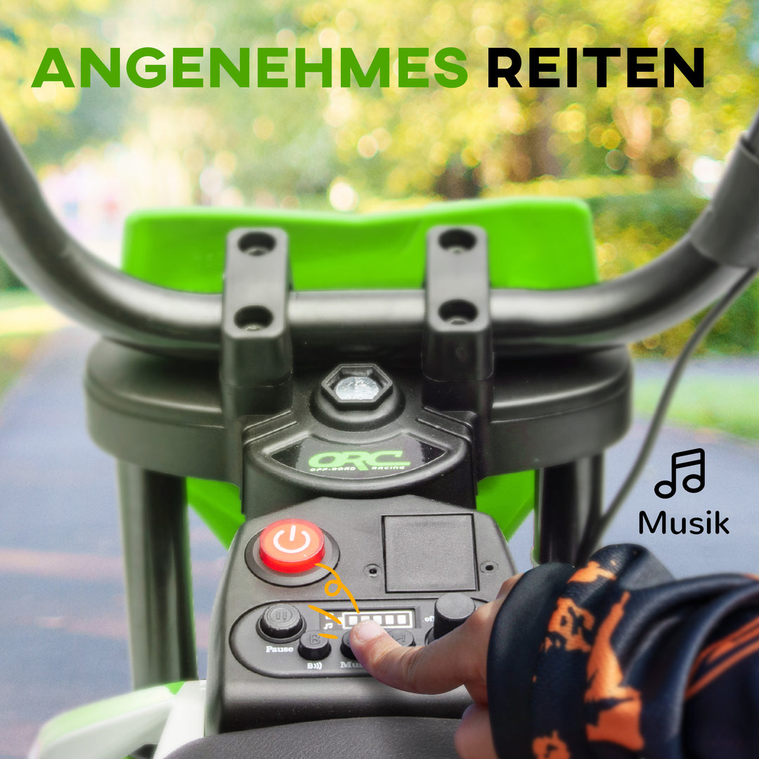 Elmotorcykel til børn, 12v børnemotorcykel med musik, børnekøretøj med støttehjul, 3-6 år, grøn