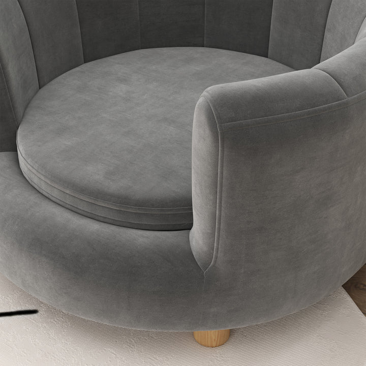 Kæledyrsseng til hunde og katte, træben, hævet, flannelbetræk, aftagelig hynde, grå