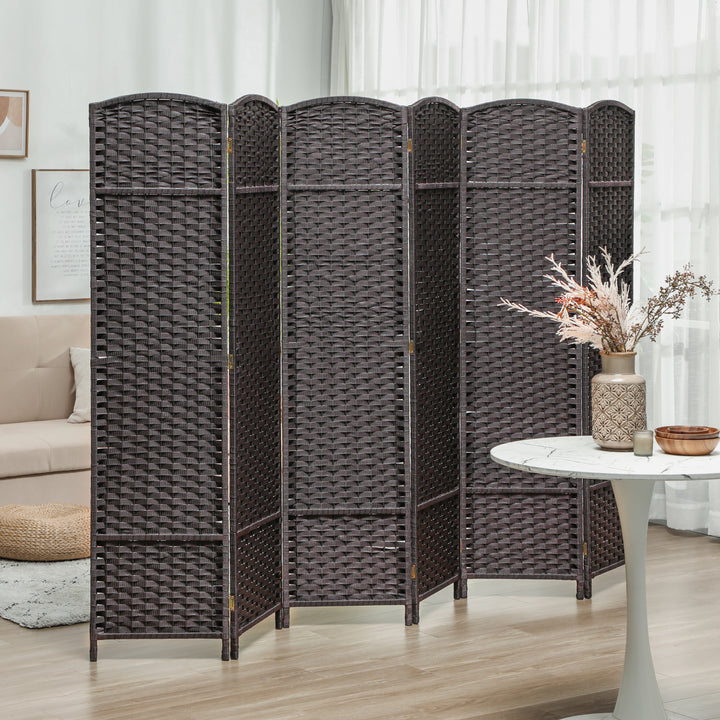 6-Panels rumdeler, foldbar skærm, skærm til stue, soveværelse, hjemmekontor, brun