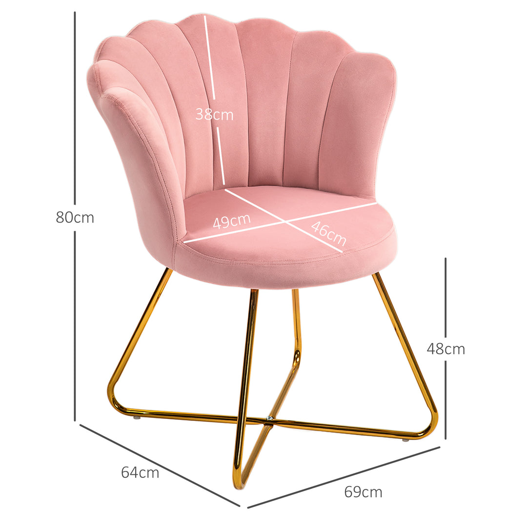 Polstret accentstol med lotus design ryglæn, metalben, pink