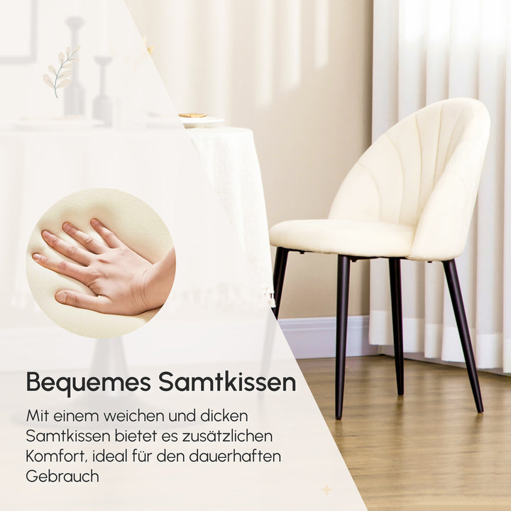 Sæt med 2 spisestuestole i skandinavisk design, køkkenstole, samp look, creme + sort