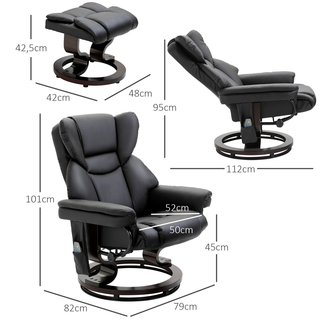 Afslappende lænestol med massagefunktion fodskammel lænefunktion kunstlæder 79 x 82 x 101 cm