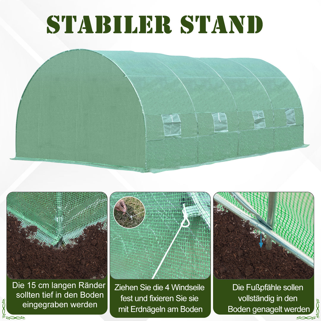 Polytunnel drivhus tomatdrivhus drivhus polytunnel koldramme med vindue grøn 595 x 300 x 200 cm