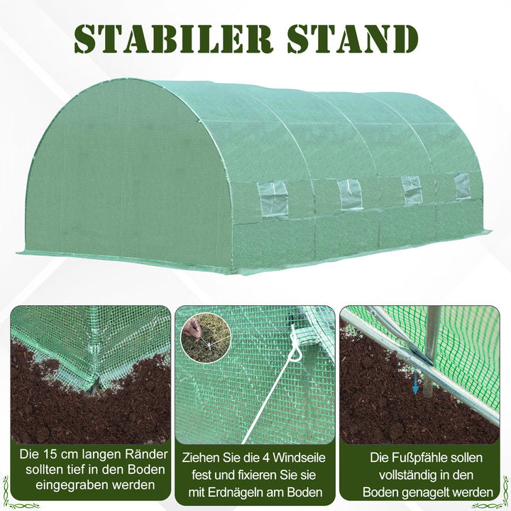 Polytunnel drivhus tomatdrivhus drivhus polytunnel koldramme med vindue grøn 595 x 300 x 200 cm